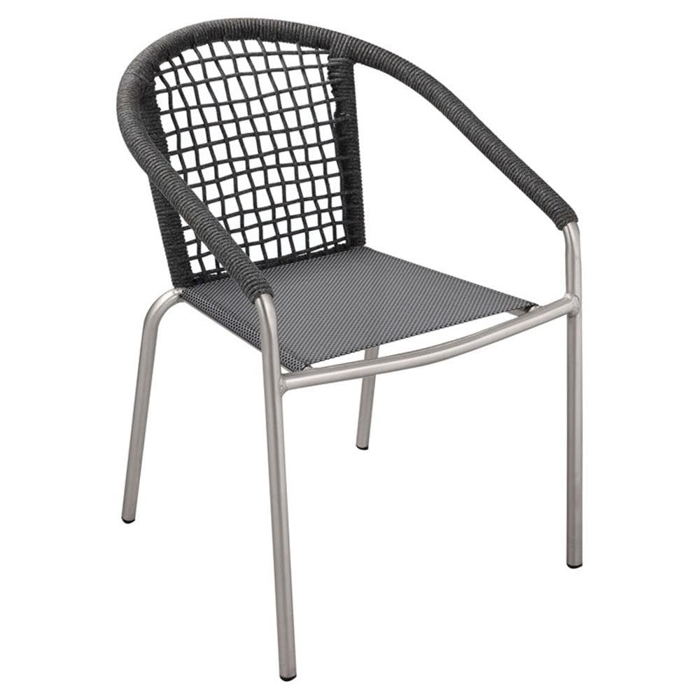 Chelsea 6 Dining Chairs Slate In Aluminum, Rope. Picture 3