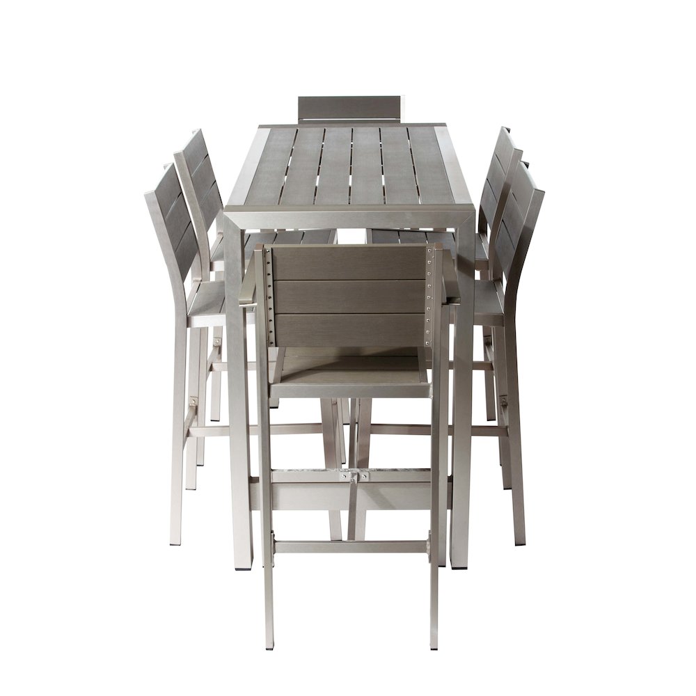 Betty 7 Piece Bar Set, Grey In Aluminum, Polyresin. Picture 1