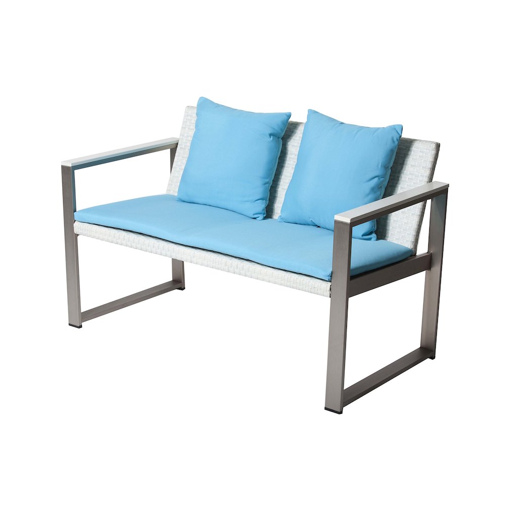 Chester Sofa Brushed Turquoise In Aluminum, Rattan. Picture 1