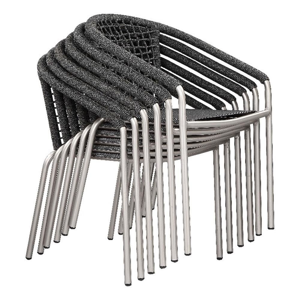 Chelsea 6 Dining Chairs Slate In Aluminum, Rope. Picture 1