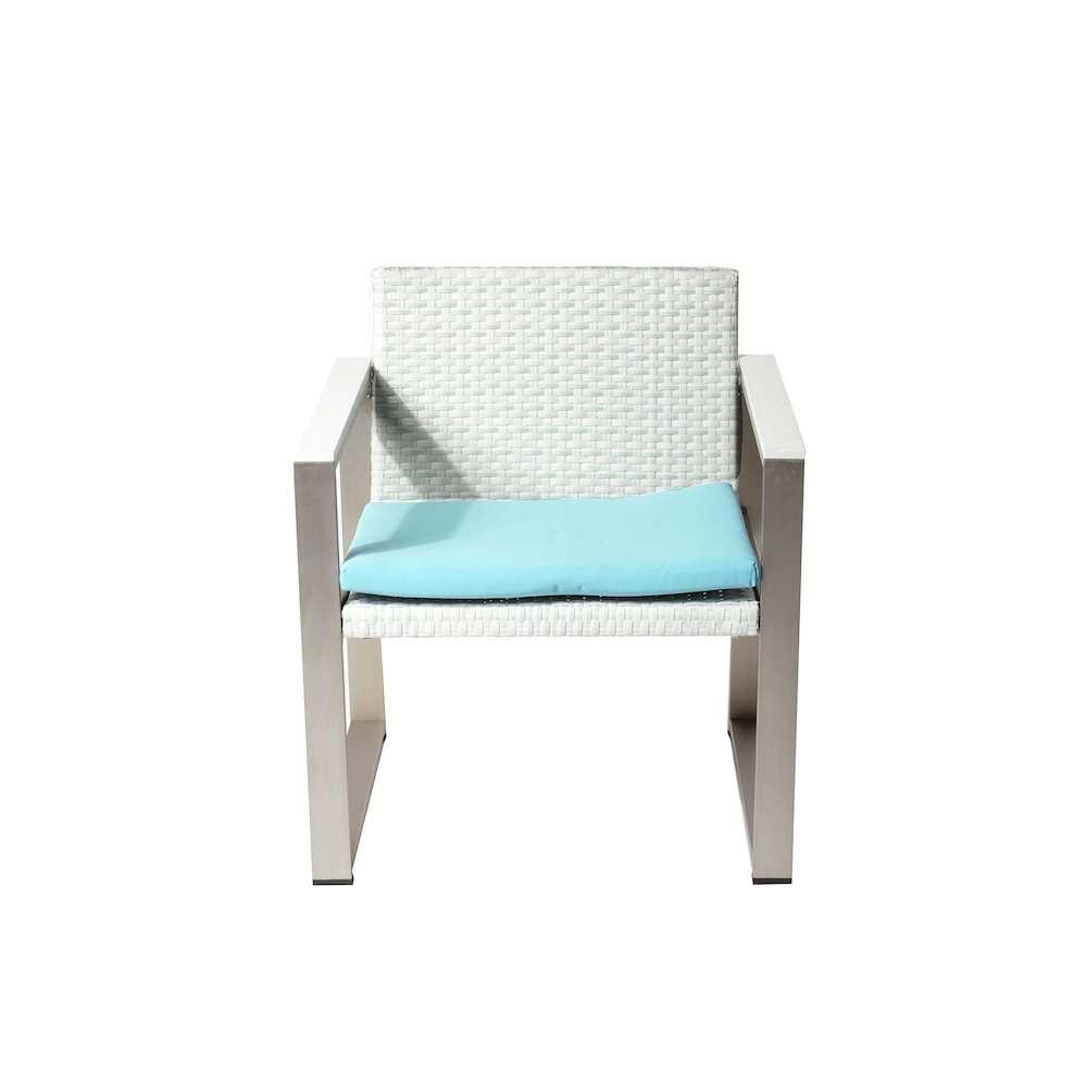 Chester Chair, Brushed Turquoise In Aluminum, Rattan. Picture 5