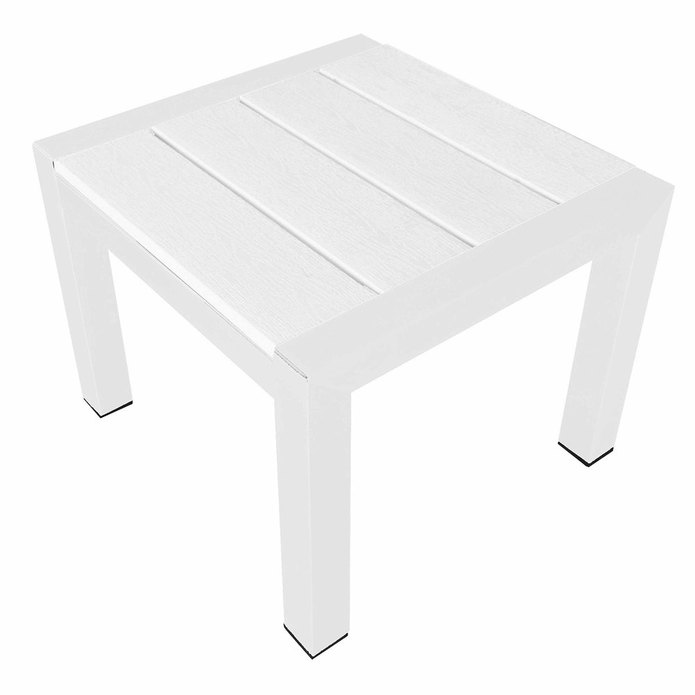 Joseph Side Table, White & White In Aluminum, Polyresin. Picture 3