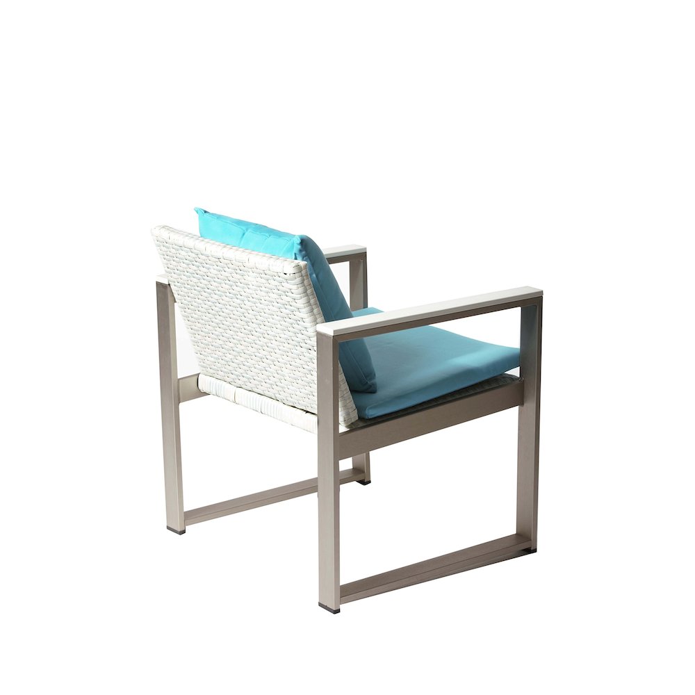 Chester Chair, Brushed Turquoise In Aluminum, Rattan. Picture 4