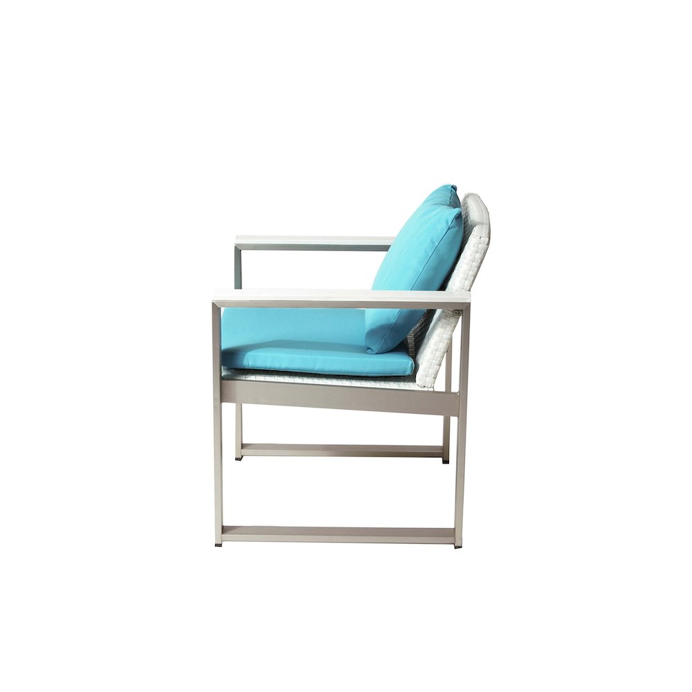 Chester Chair, Brushed Turquoise In Aluminum, Rattan. Picture 6