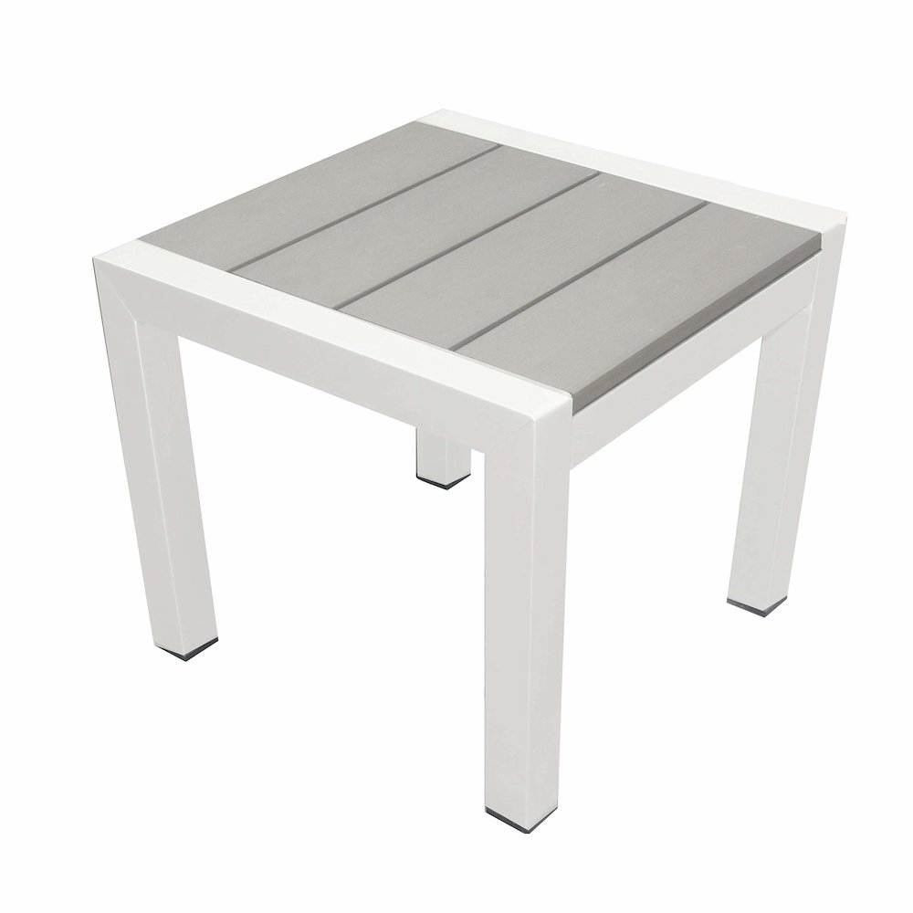 Joseph Side Table, White & Grey In Aluminum, Polyresin. Picture 1
