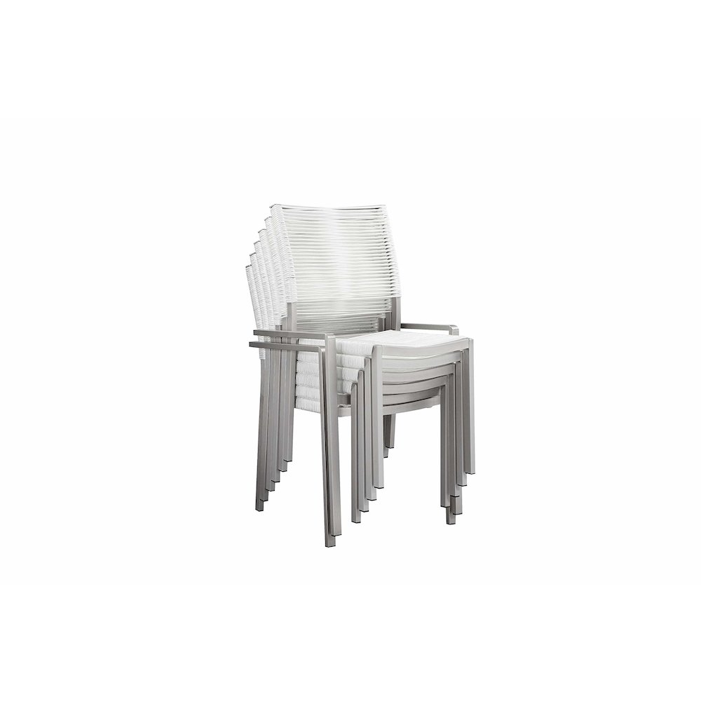 Bella 7 Piece Dining Furniture Set, Grey In Aluminum, Rope. Picture 6
