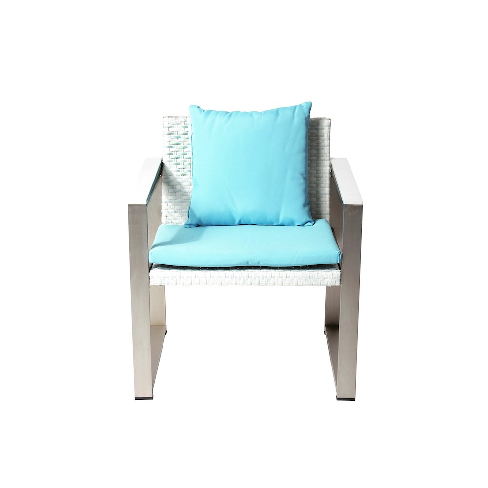 Chester Chair, Brushed Turquoise In Aluminum, Rattan. Picture 3