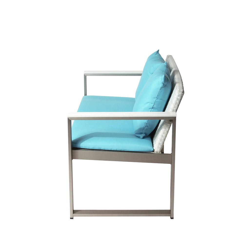 Chester Sofa Brushed Turquoise In Aluminum, Rattan. Picture 4