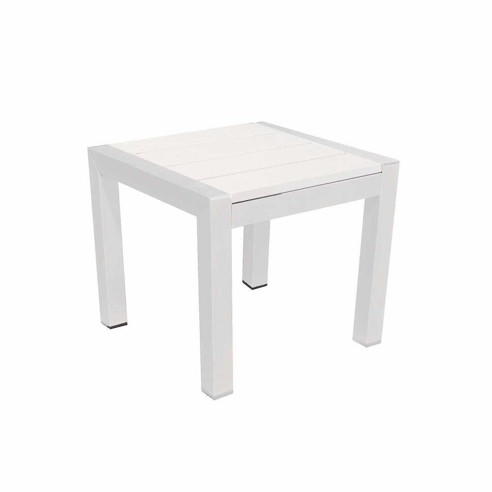 Joseph Side Table, White & White In Aluminum, Polyresin. Picture 1