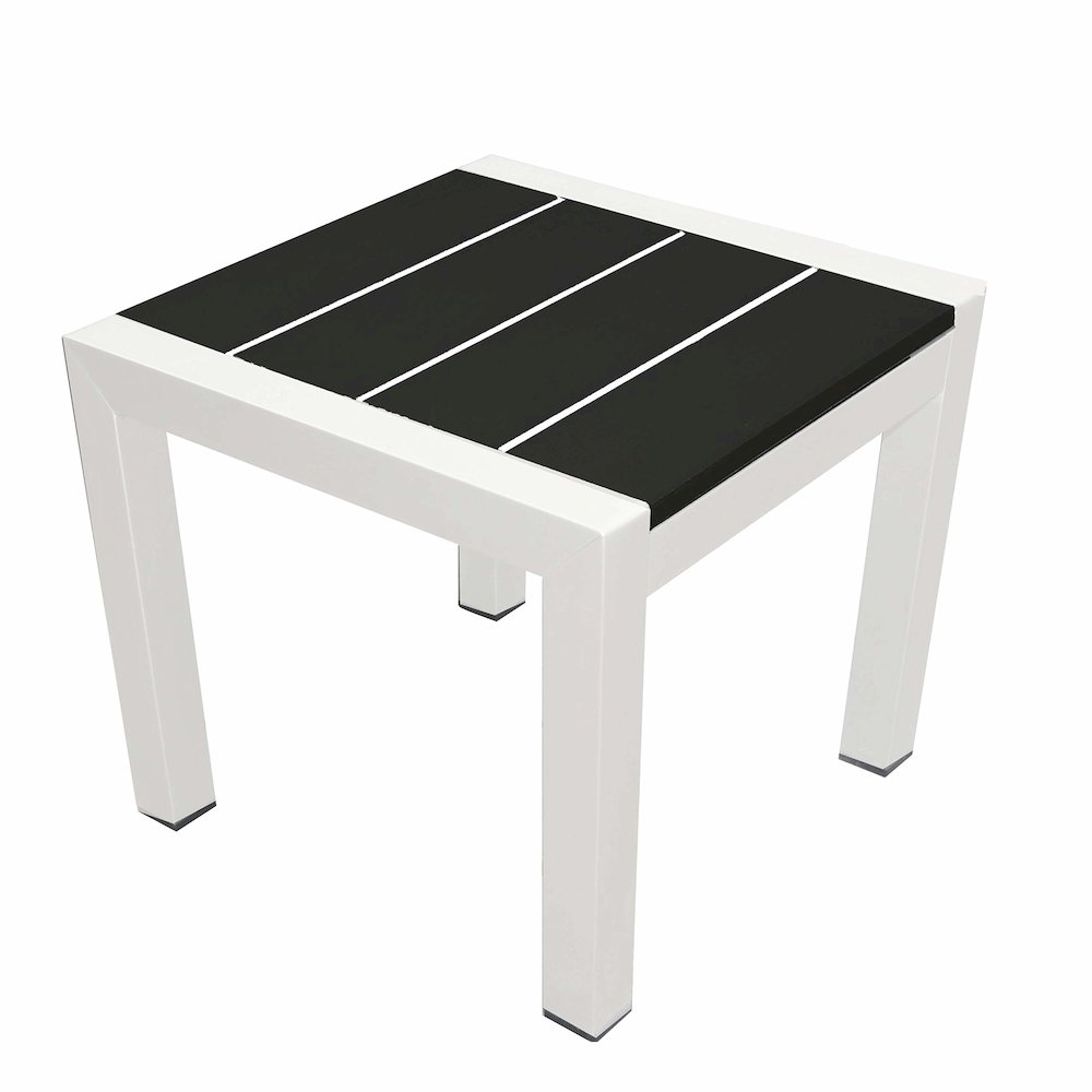 Joseph Side Table, White & Black In Aluminum, Polyresin. Picture 1