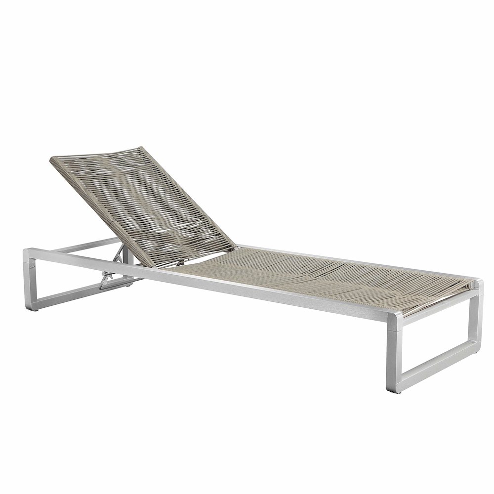 Bella Lounger Chair, Grey In Aluminum, Rope. Picture 1
