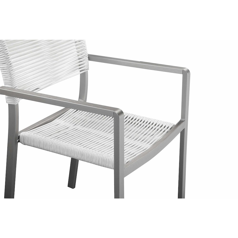 Bella 7 Piece Dining Furniture Set, Grey In Aluminum, Rope. Picture 7