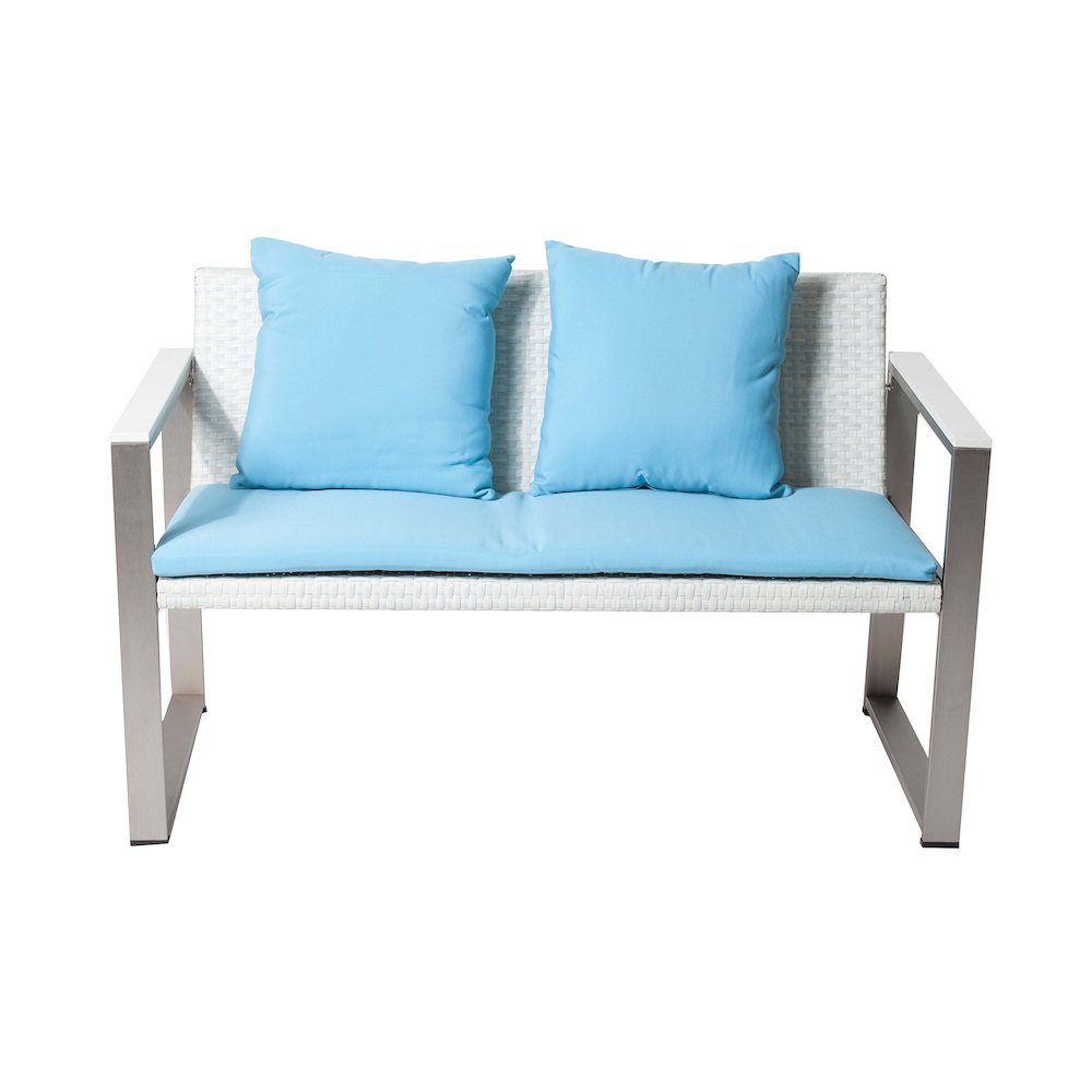 Chester Sofa Brushed Turquoise In Aluminum, Rattan. Picture 2