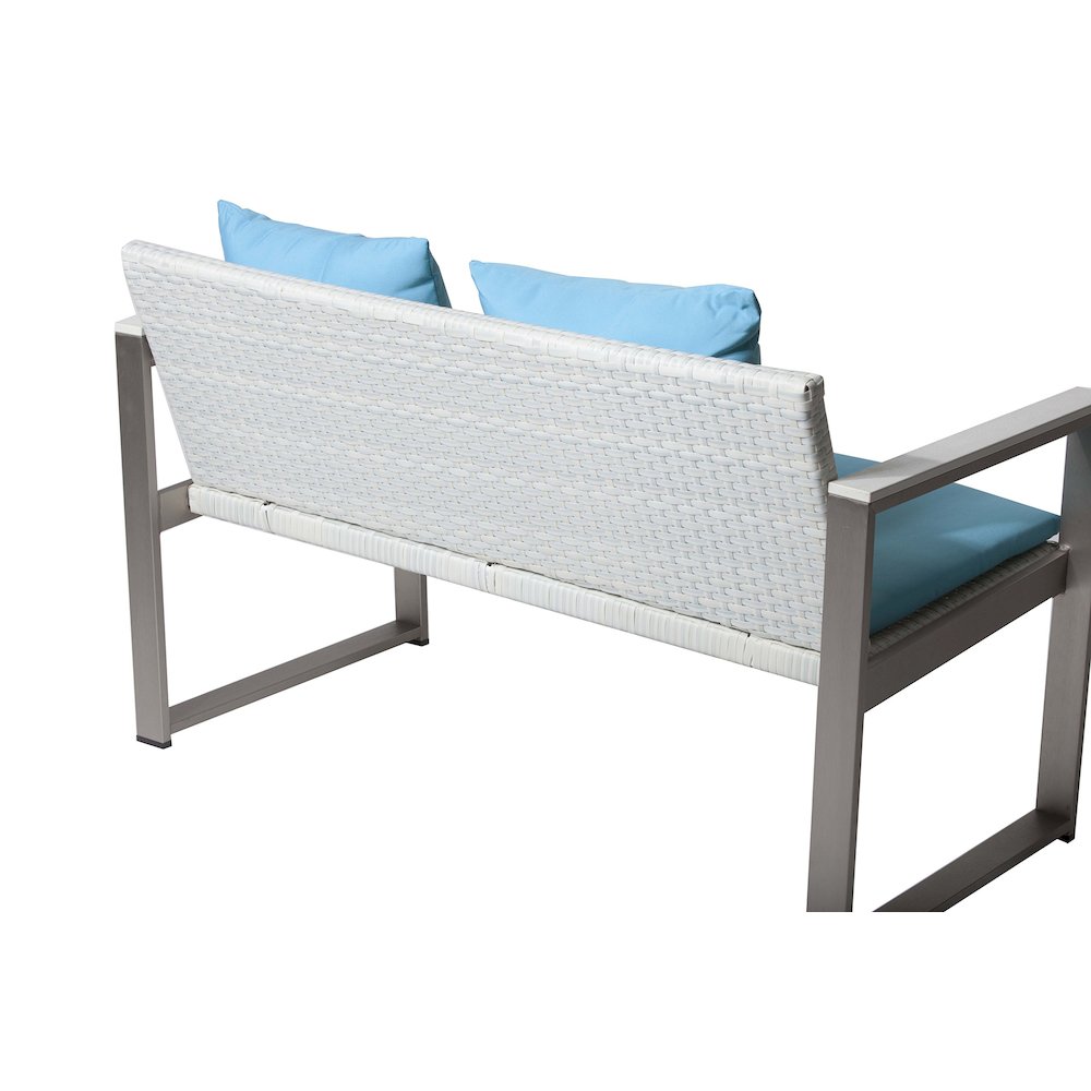 Chester Sofa Brushed Turquoise In Aluminum, Rattan. Picture 3
