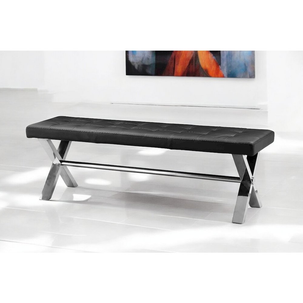 Beverly Bench Faux Leather Black. Picture 7