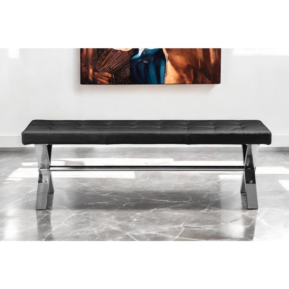 Beverly Bench Faux Leather Black. Picture 8
