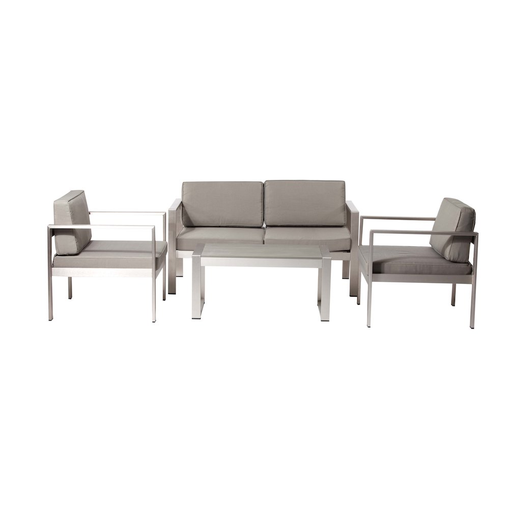Karen 4 Piece Sofa Set, Taupe In Aluminum. Picture 1
