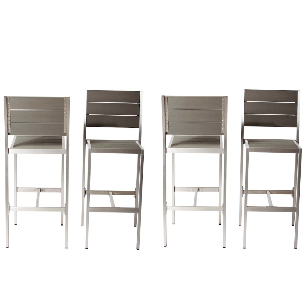 Set Of 4 Betty Bar Stools, Grey In Aluminum, Polyresin. Picture 1