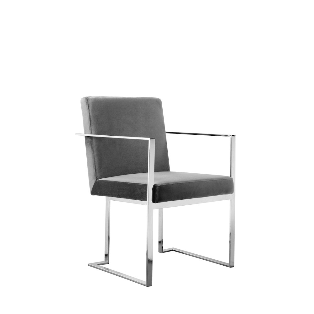 Dexter Arm Chair Velvet Silver. Picture 1