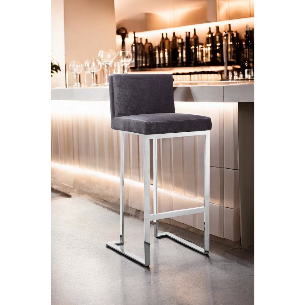 Dexter Bar Stool Velvet Gray. Picture 7