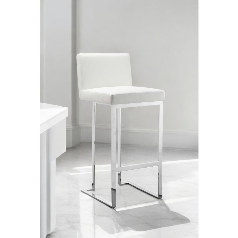 Dexter Bar Stool Faux Leather White. Picture 7