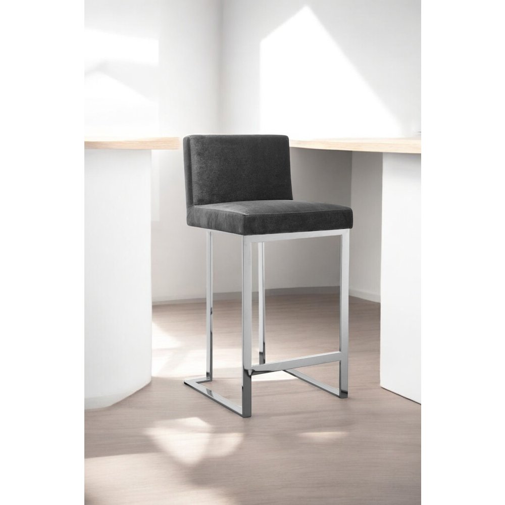 Dexter Counter Stool Velvet Gray. Picture 6