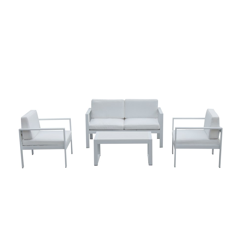 Karen 4 Piece Sofa Set, White In Aluminum. Picture 1
