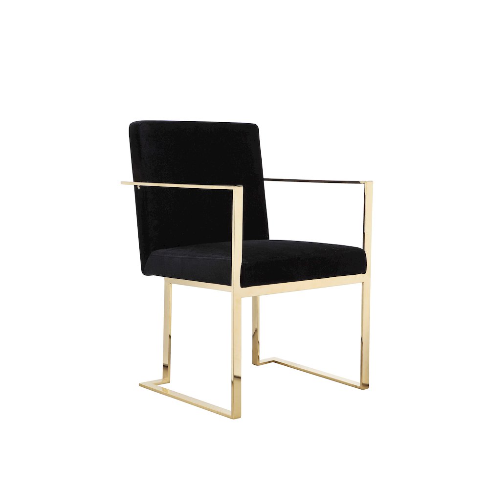 Gold Dexter Arm Chair Velvet Black. Picture 1