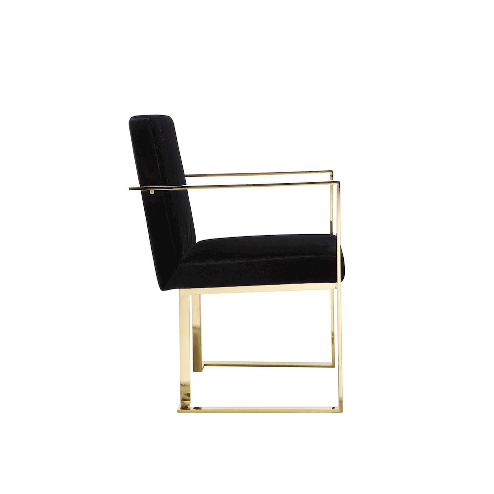 Gold Dexter Arm Chair Velvet Black. Picture 3