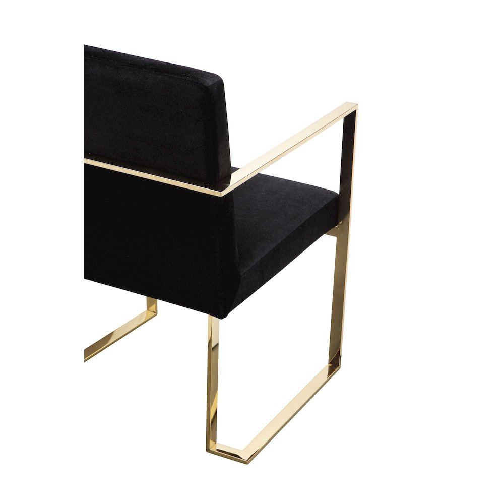 Gold Dexter Arm Chair Velvet Black. Picture 5