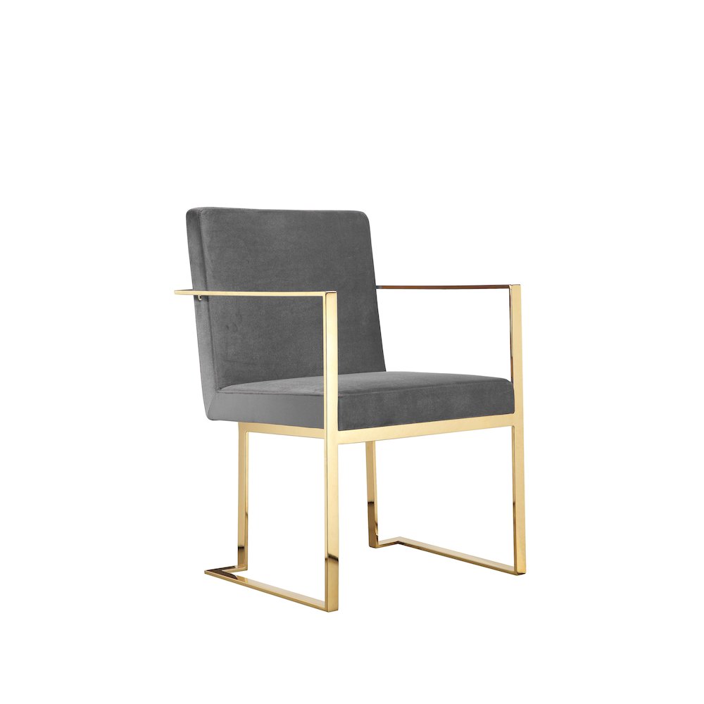 Gold Dexter Arm Chair Velvet Gray. Picture 1