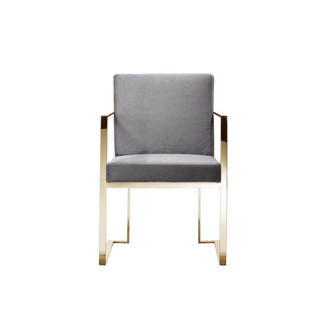 Gold Dexter Arm Chair Velvet Gray. Picture 2