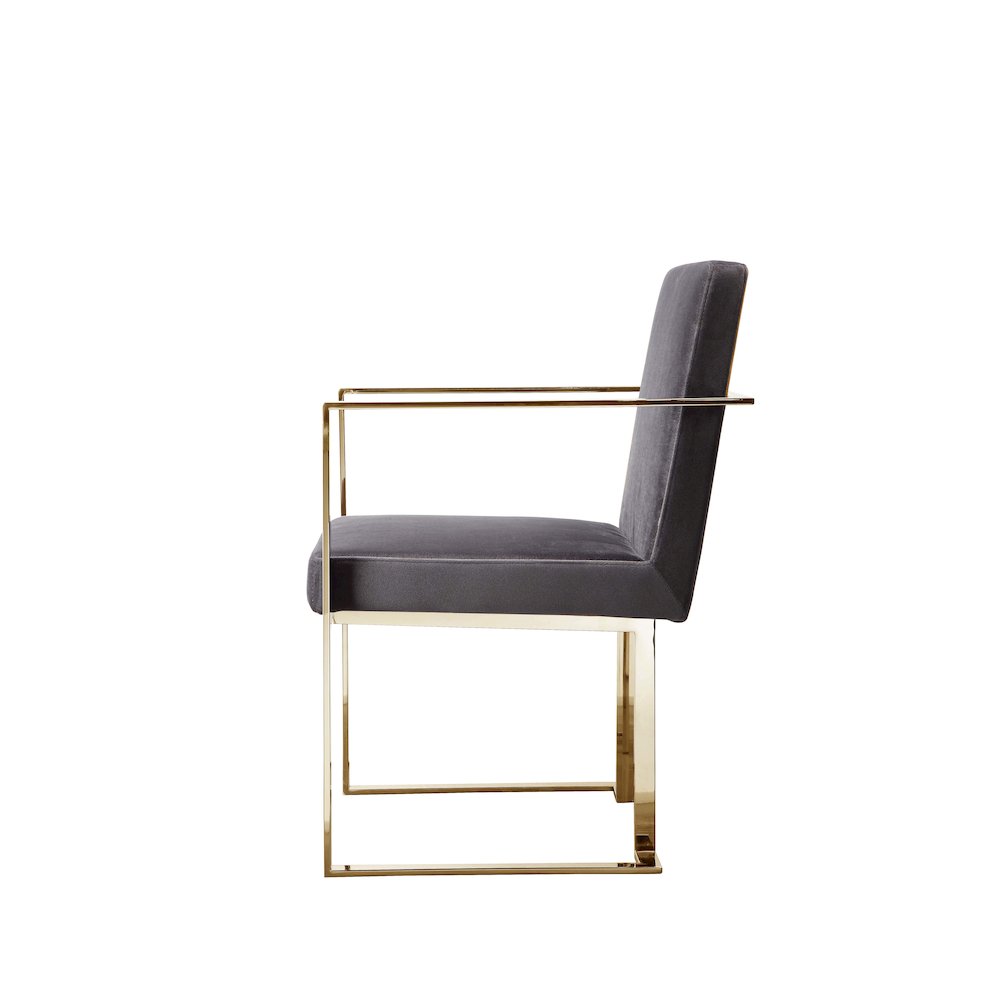 Gold Dexter Arm Chair Velvet Gray. Picture 4