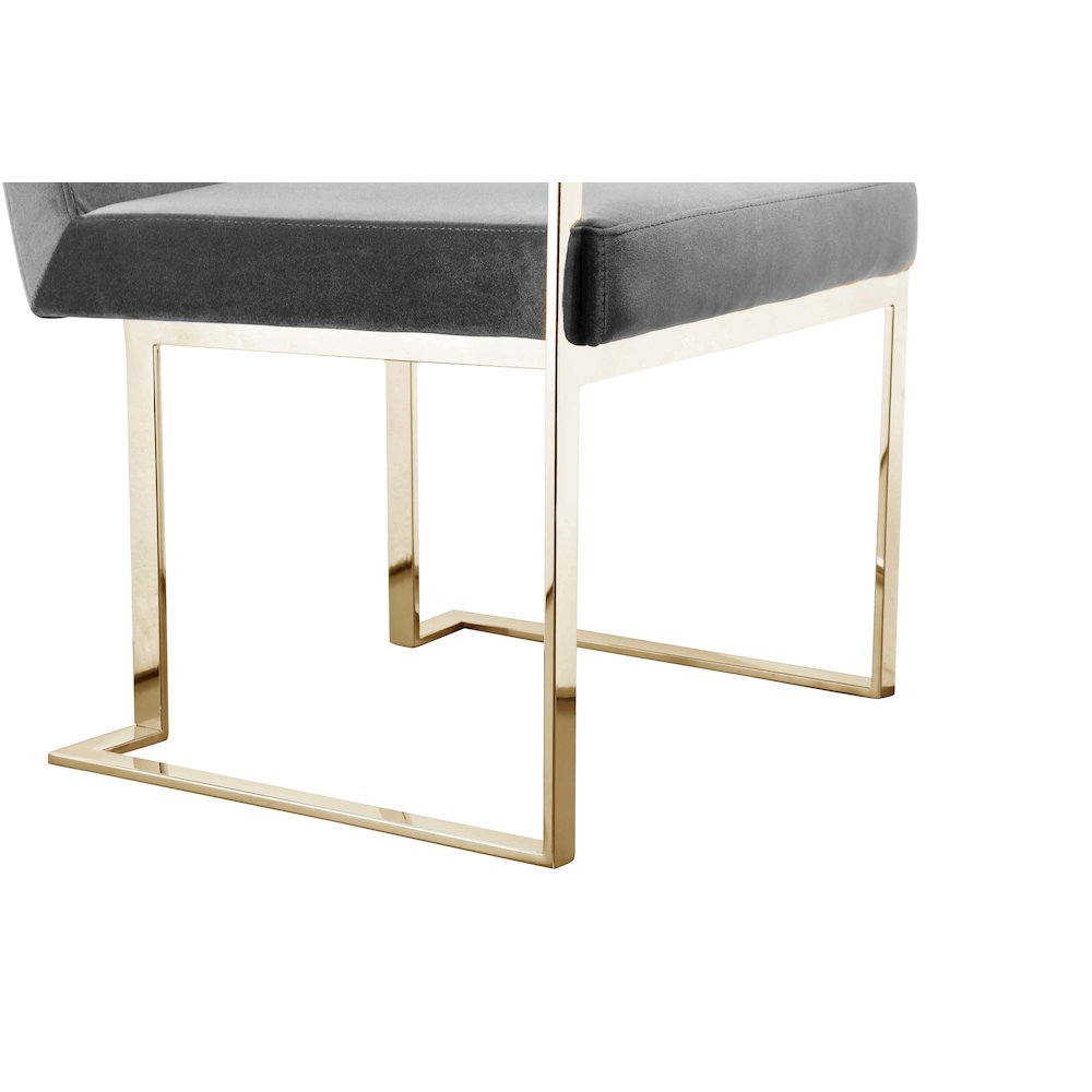 Gold Dexter Arm Chair Velvet Gray. Picture 6