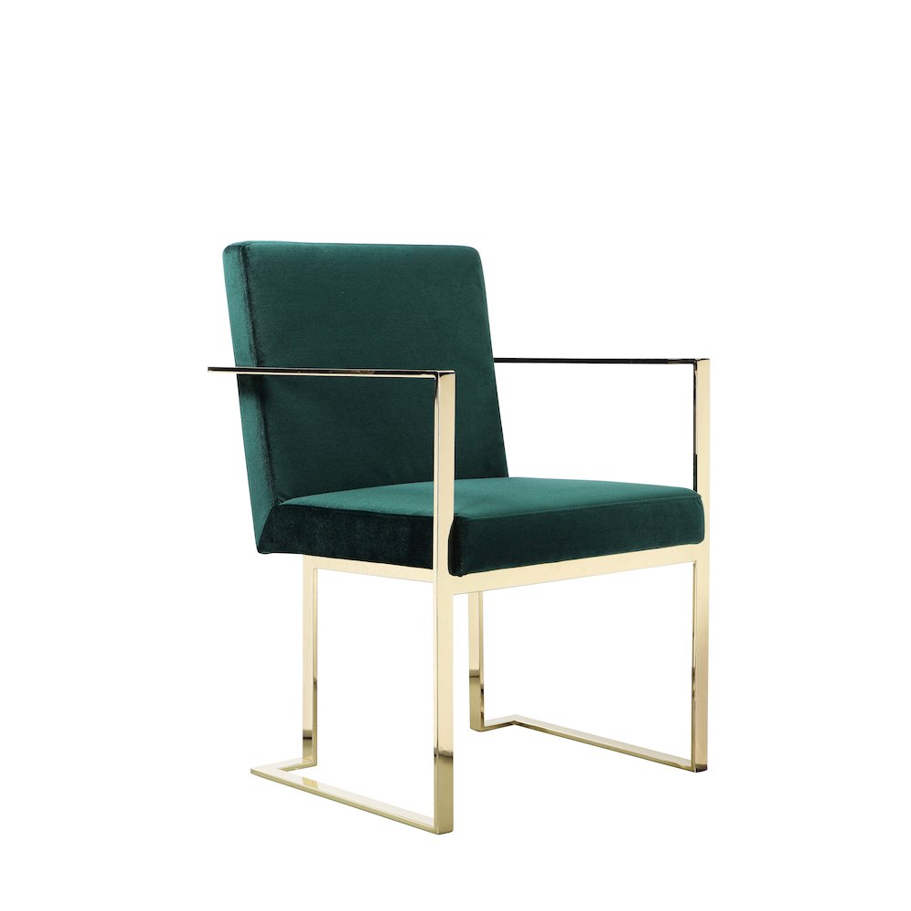 Gold Dexter Arm Chair Velvet Green. Picture 1