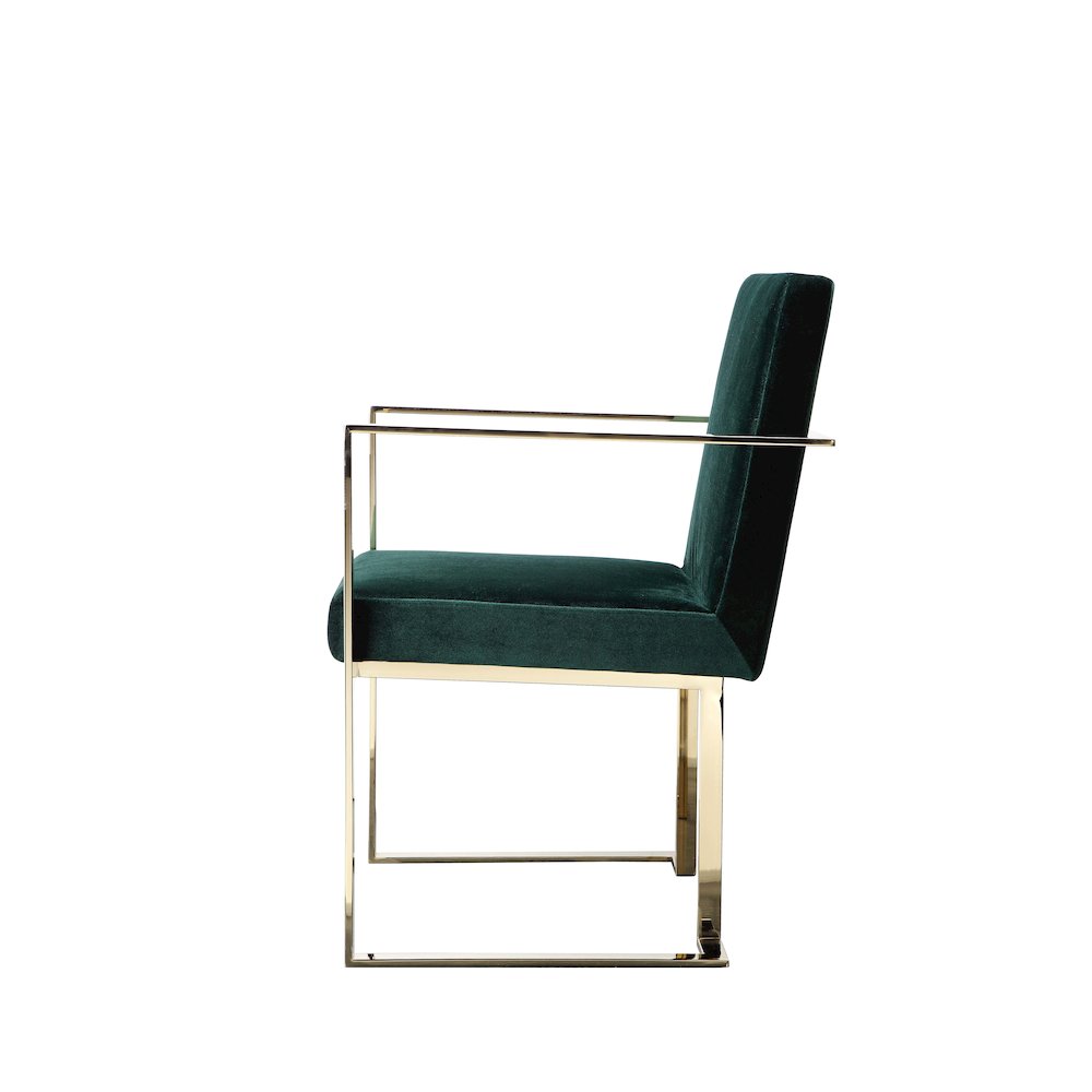 Gold Dexter Arm Chair Velvet Green. Picture 3