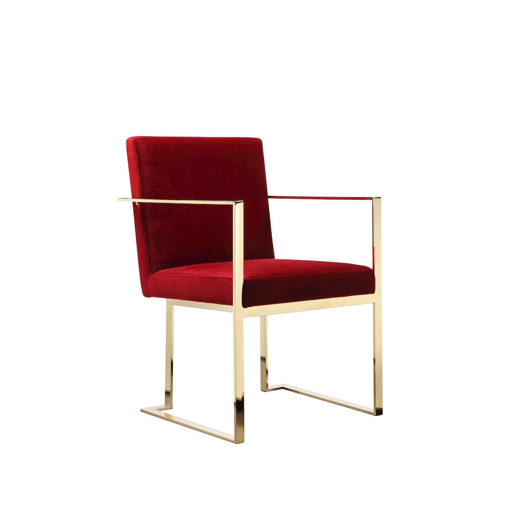 Gold Dexter Arm Chair Velvet Maroon. Picture 1