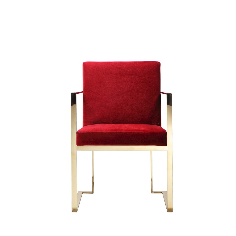 Gold Dexter Arm Chair Velvet Maroon. Picture 2