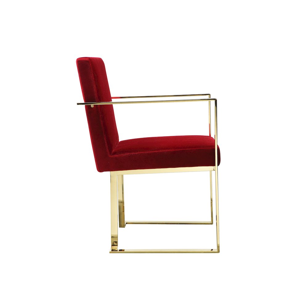 Gold Dexter Arm Chair Velvet Maroon. Picture 3