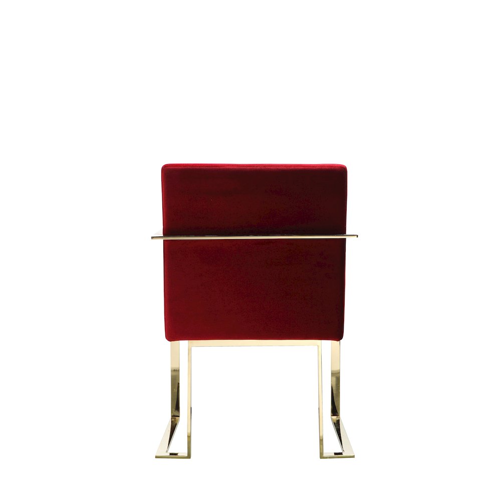 Gold Dexter Arm Chair Velvet Maroon. Picture 4