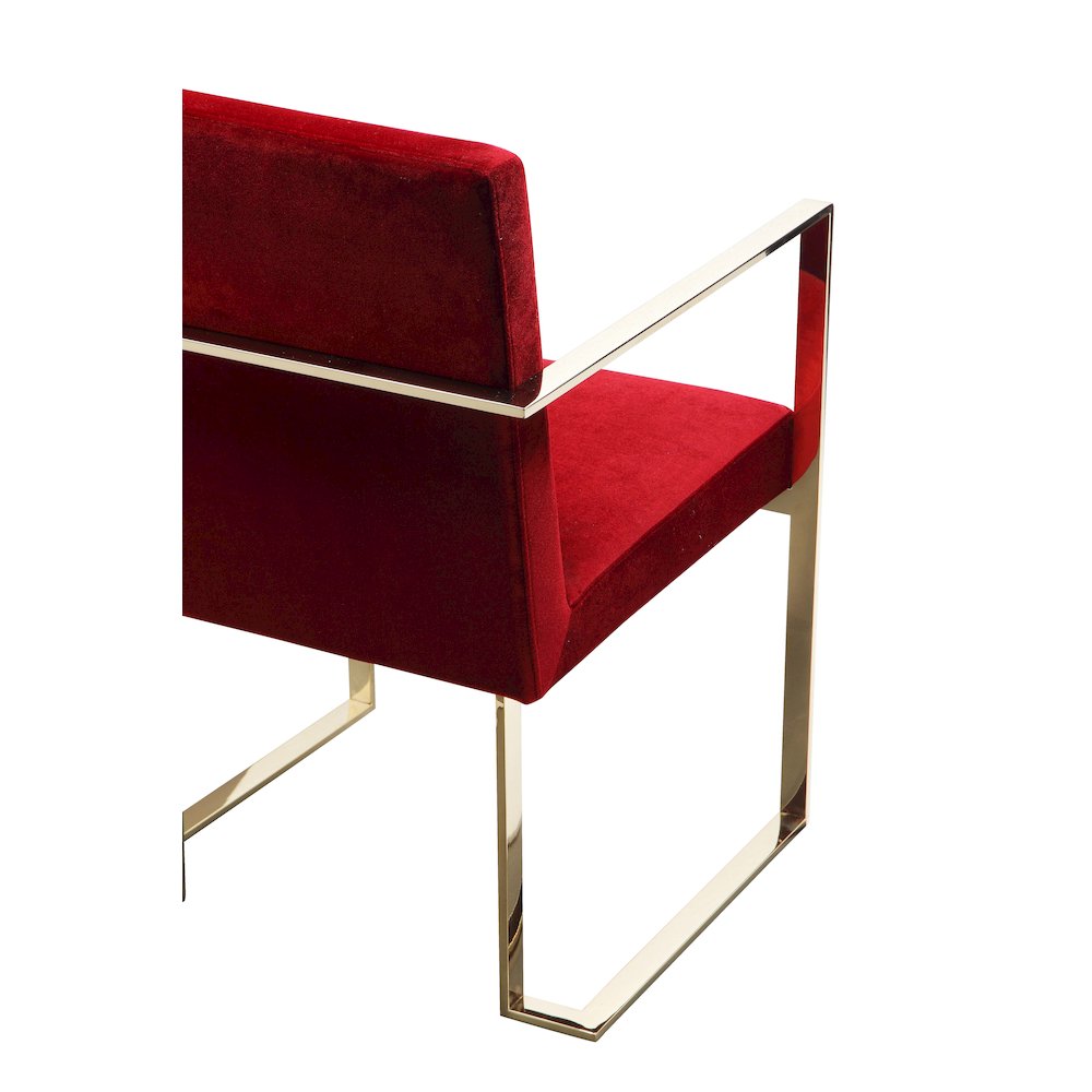 Gold Dexter Arm Chair Velvet Maroon. Picture 5