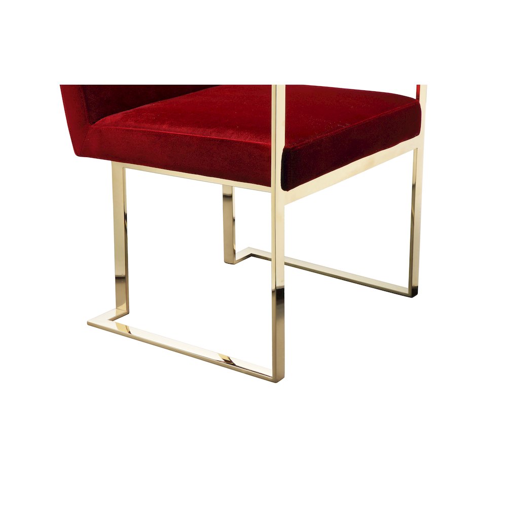 Gold Dexter Arm Chair Velvet Maroon. Picture 6