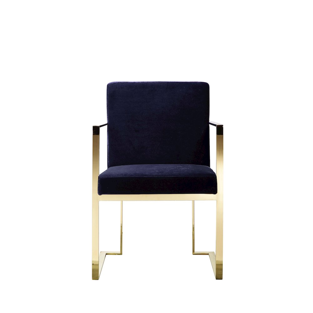 Gold Dexter Arm Chair Velvet Navy. Picture 2