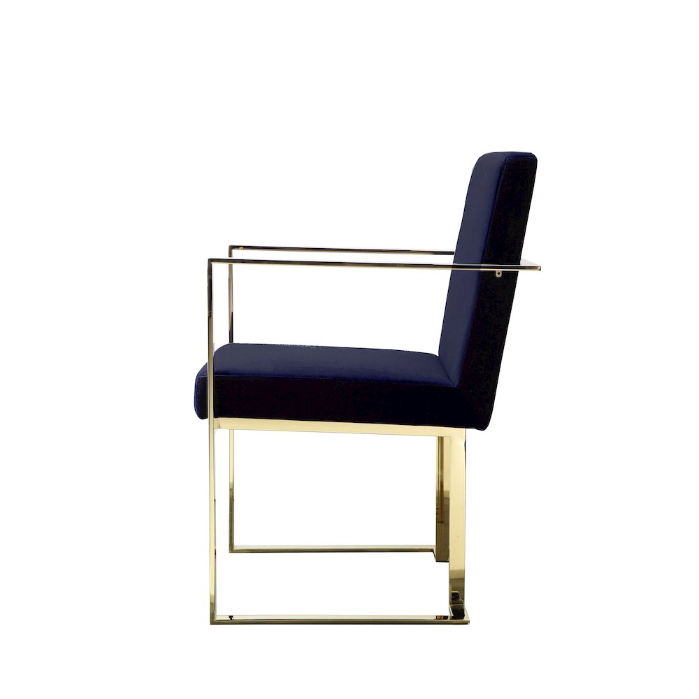 Gold Dexter Arm Chair Velvet Navy. Picture 3
