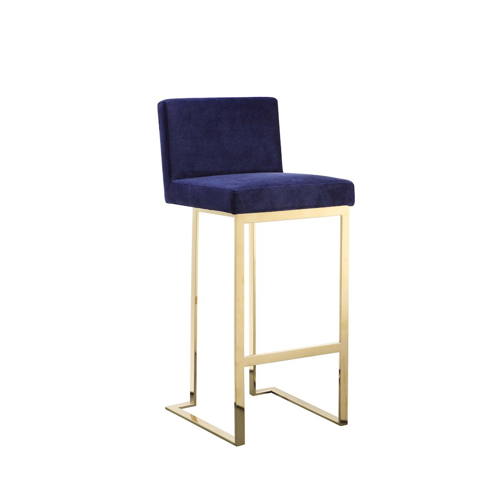 Dexter Bar Stool Velvet Navy & Gold. Picture 1