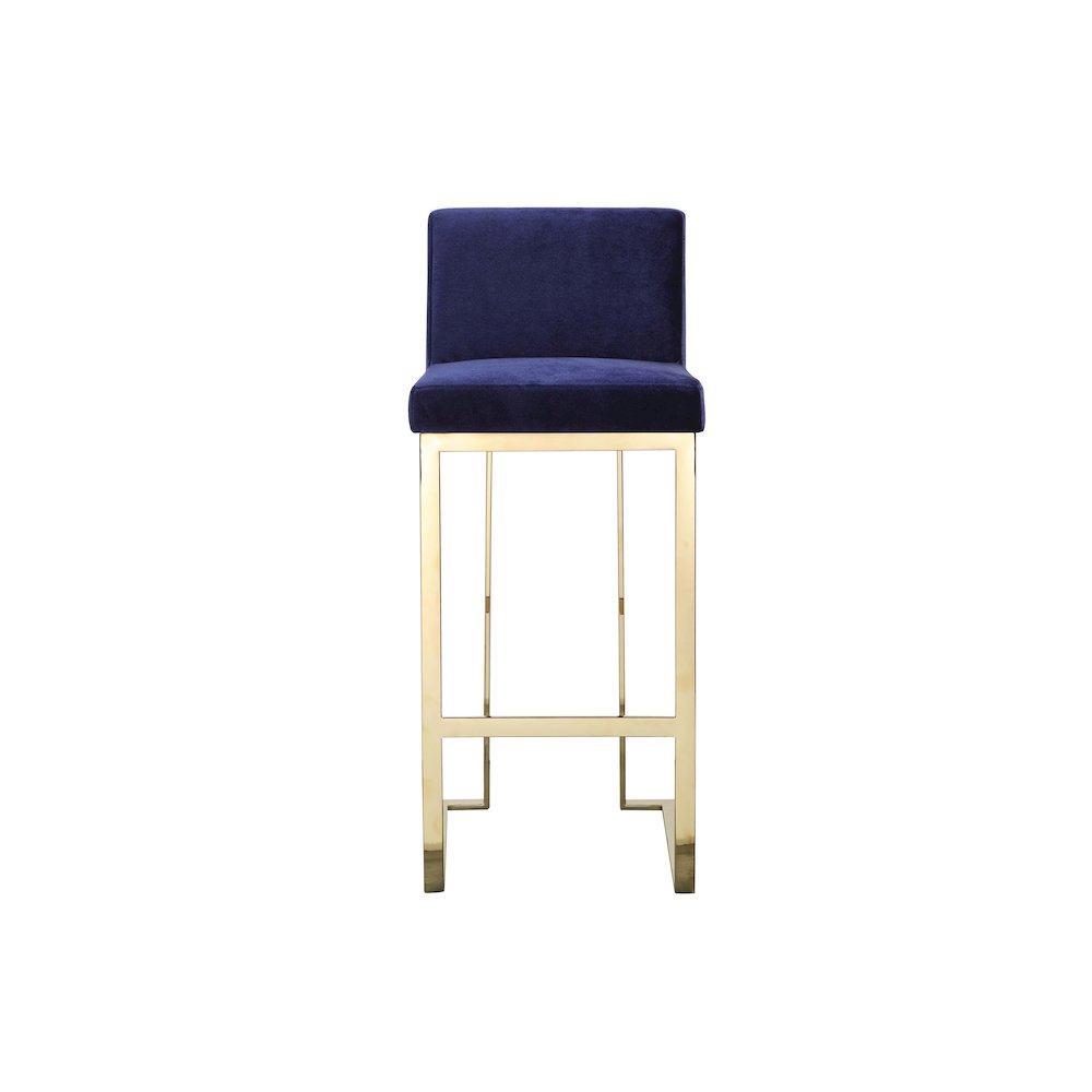Dexter Bar Stool Velvet Navy & Gold. Picture 2
