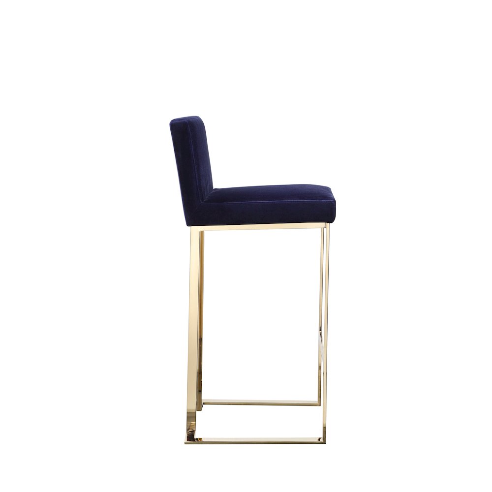 Dexter Bar Stool Velvet Navy & Gold. Picture 3