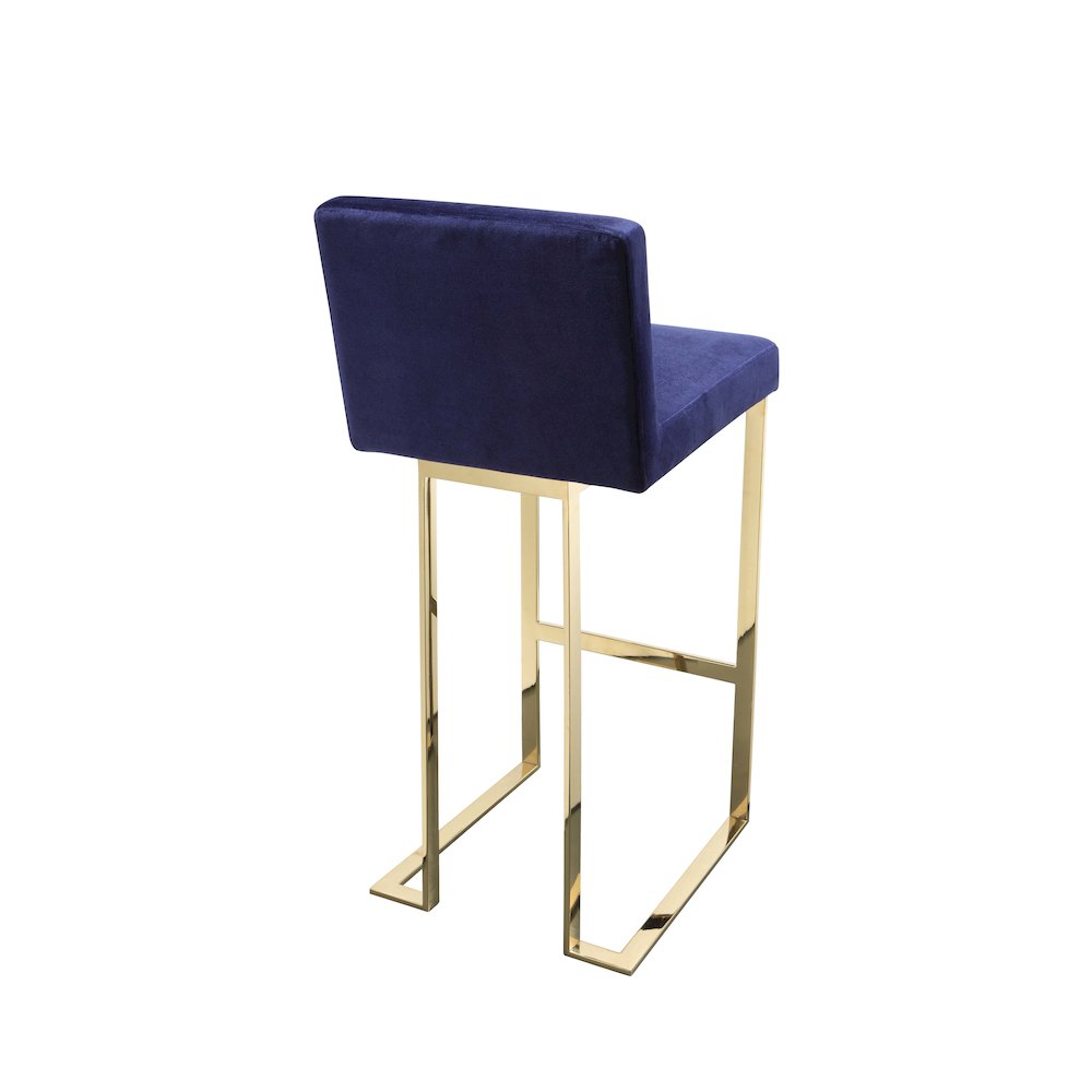 Dexter Bar Stool Velvet Navy & Gold. Picture 5