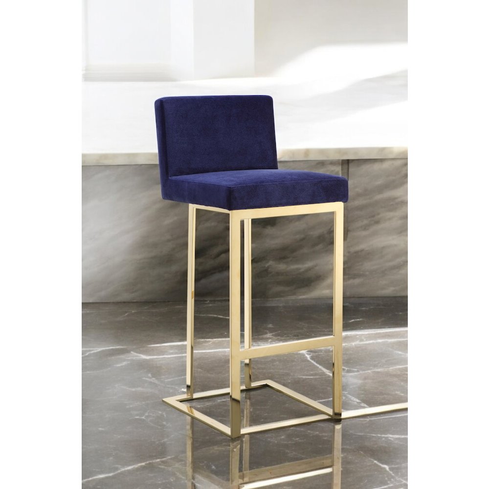 Dexter Bar Stool Velvet Navy & Gold. Picture 6