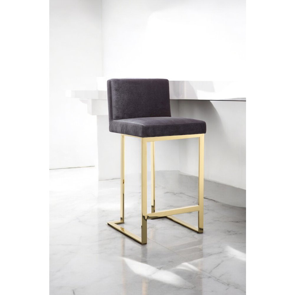 Dexter Counter Stool Velvet Gray. Picture 14